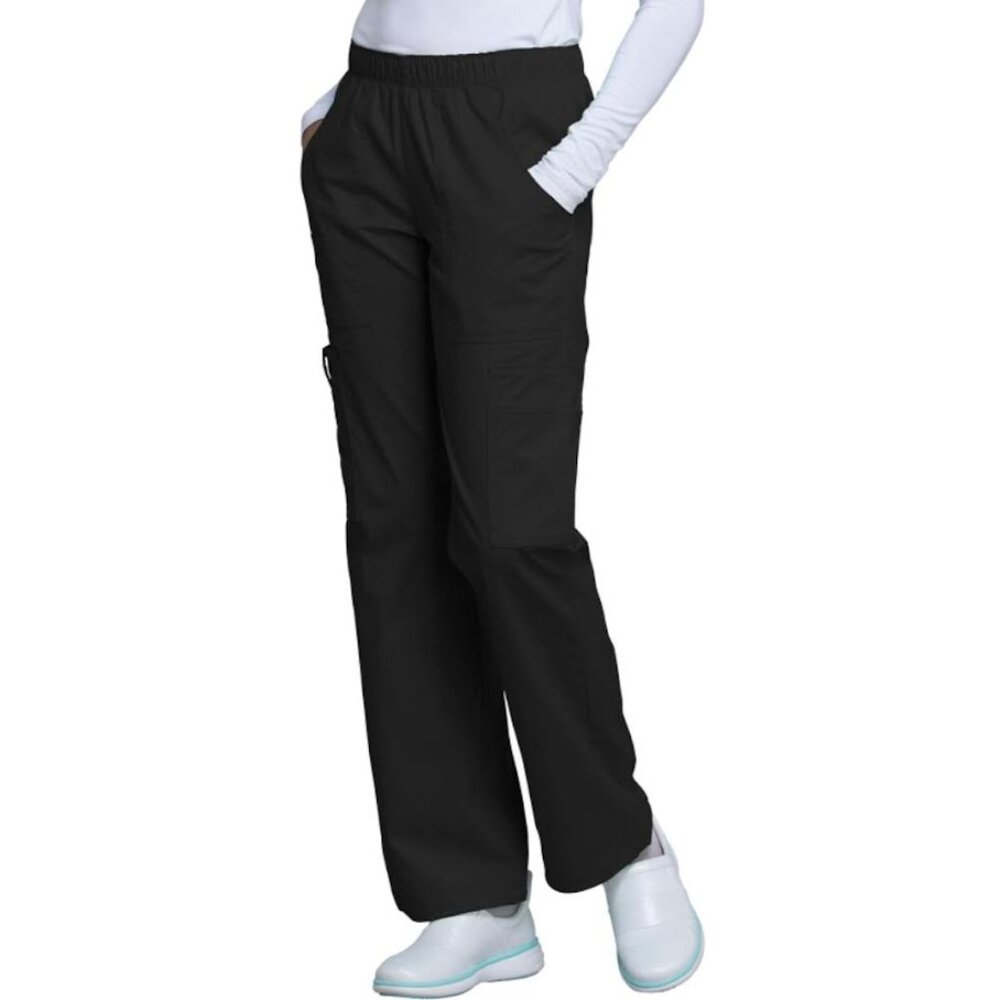 Cherokee® Core Stretch 4005 Women's Mid-Rise Pull-On Cargo Scrub Pant - Black